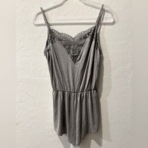 Victoria’s Secret Lace Trim Sleepwear One-piece Romper Jersey Grey size S